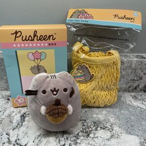 Pusheen 10th Anniversary Box Lot Wooden Desk Calendar Mesh Bag Acorn Plush NIB
